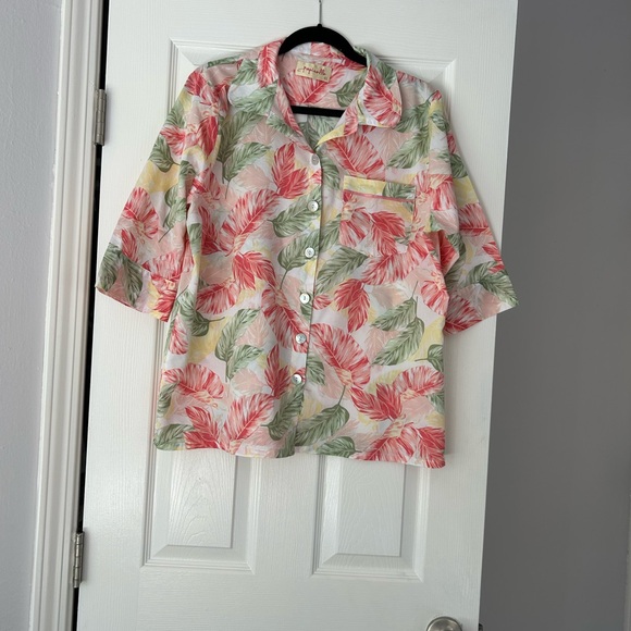 Papinelle Tropical Print Cotton Pajama set size L cropped pant - Picture 3 of 7
